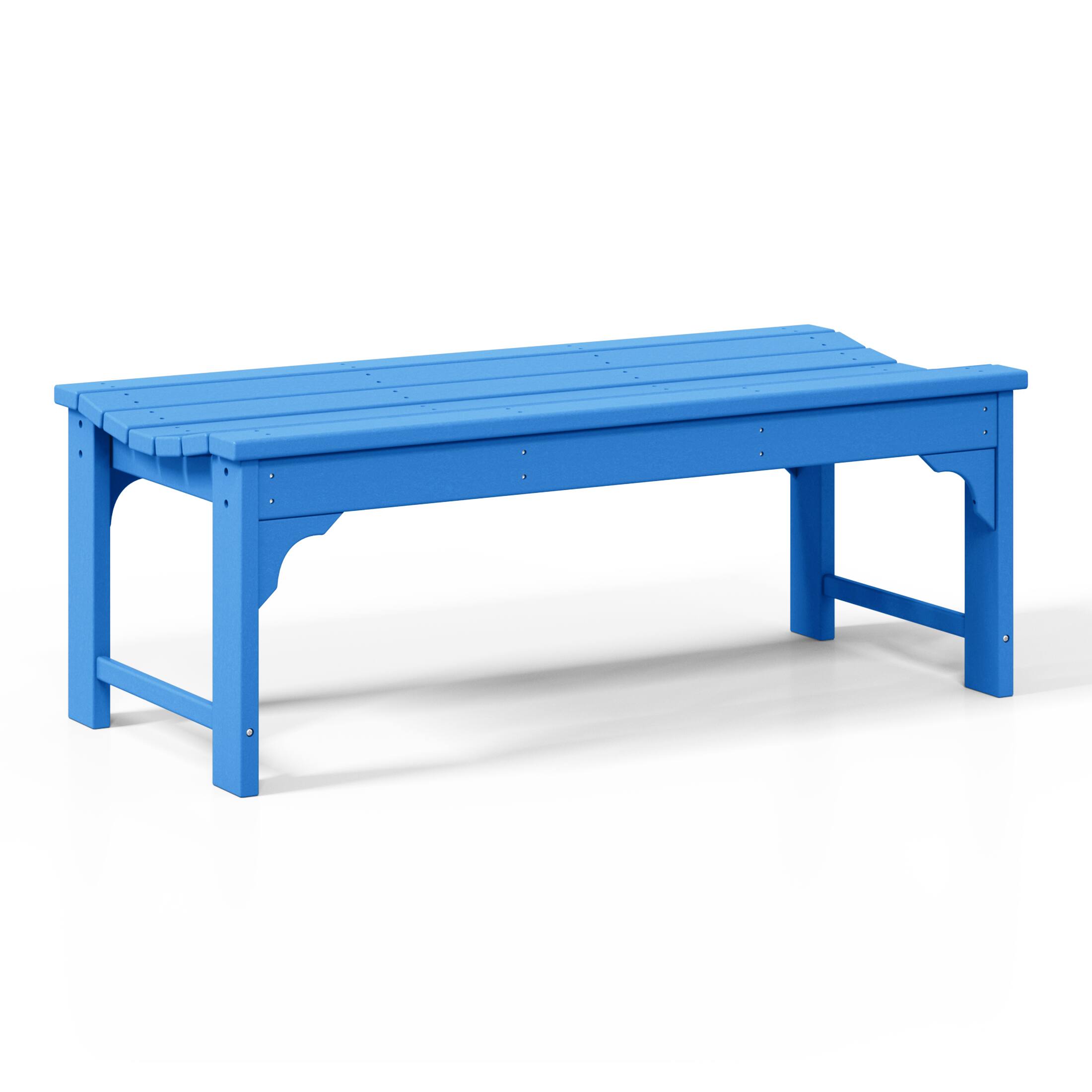 Alt View 2. WestinTrends - WestinTrends Malibu 48" length backless Poly Wood Outdoor / Garden bench - Pacific Blue.