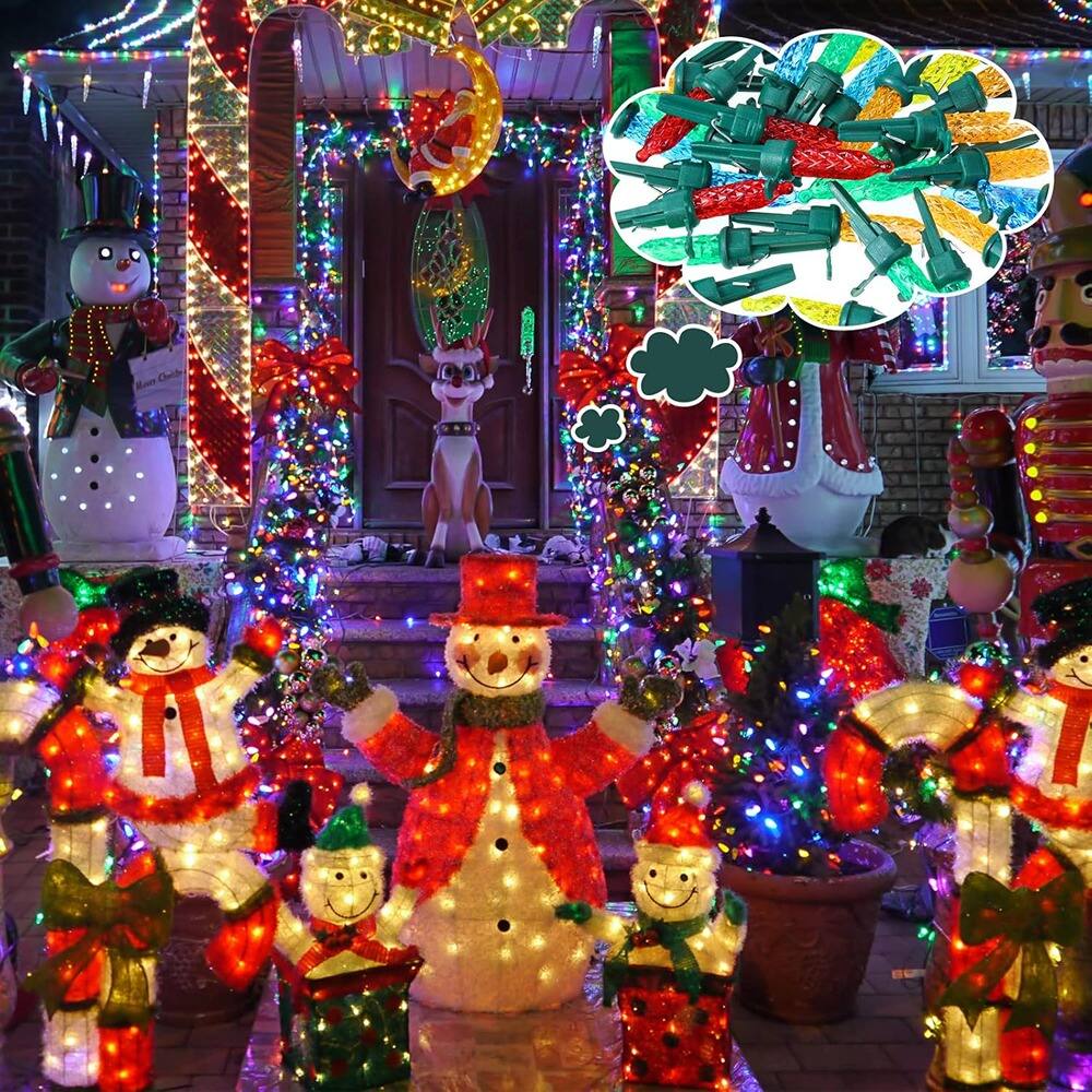 Alt View 1. MOSZAR LLC - 60-Pack Mini LED Christmas Replacement Bulbs, 3V Multicolor (Green Base).