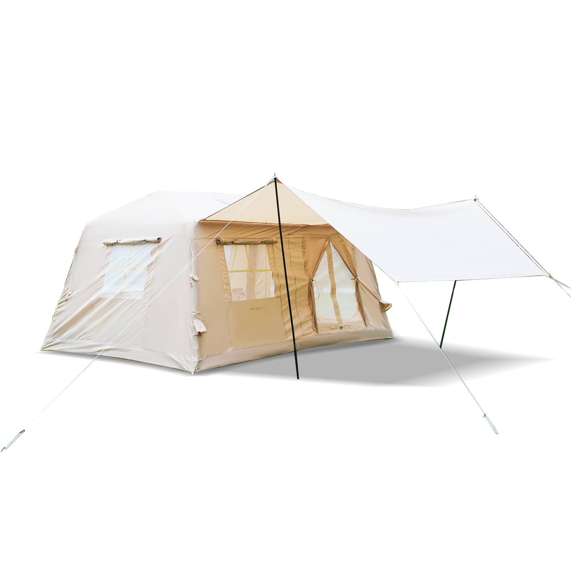 Alt View 1. Tiramisubest - Inflatable Camping Tent with Canopy, Waterproof, 4 Season, Easy Setup, for 4/6/8 Persons, with Stove Jack & AC Port - Beige.