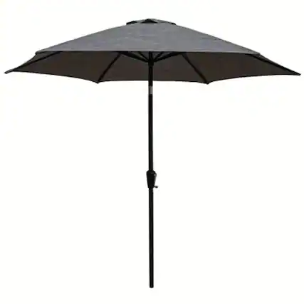 Front. Four Seasons Courtyard - Four Seasons Courtyard Tuscany Market Aluminum Umbrella w/ Crank and Tilt, Gray - Gray.
