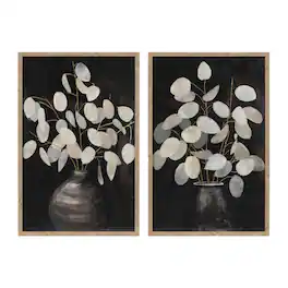 BreeBe - Beige Eucalyptus Print (Set of 2) - Black, Grey