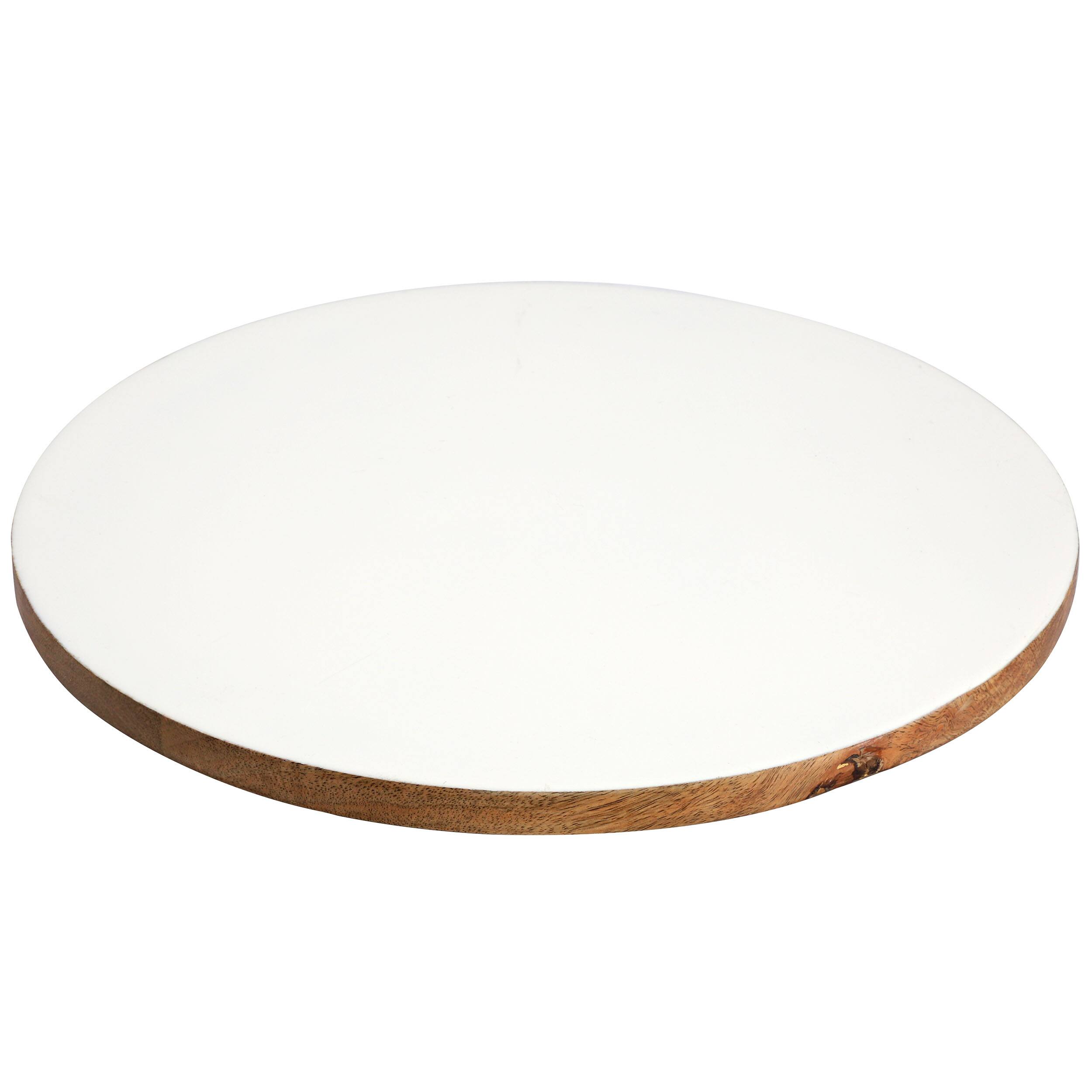 Front. Gibson - Gibson Home 14 Inch Wood Lazy Susan Serving Board in White - White.