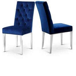 Meridian Furniture - Juno Navy Velvet Dining Chair, Set of 2 - Blue