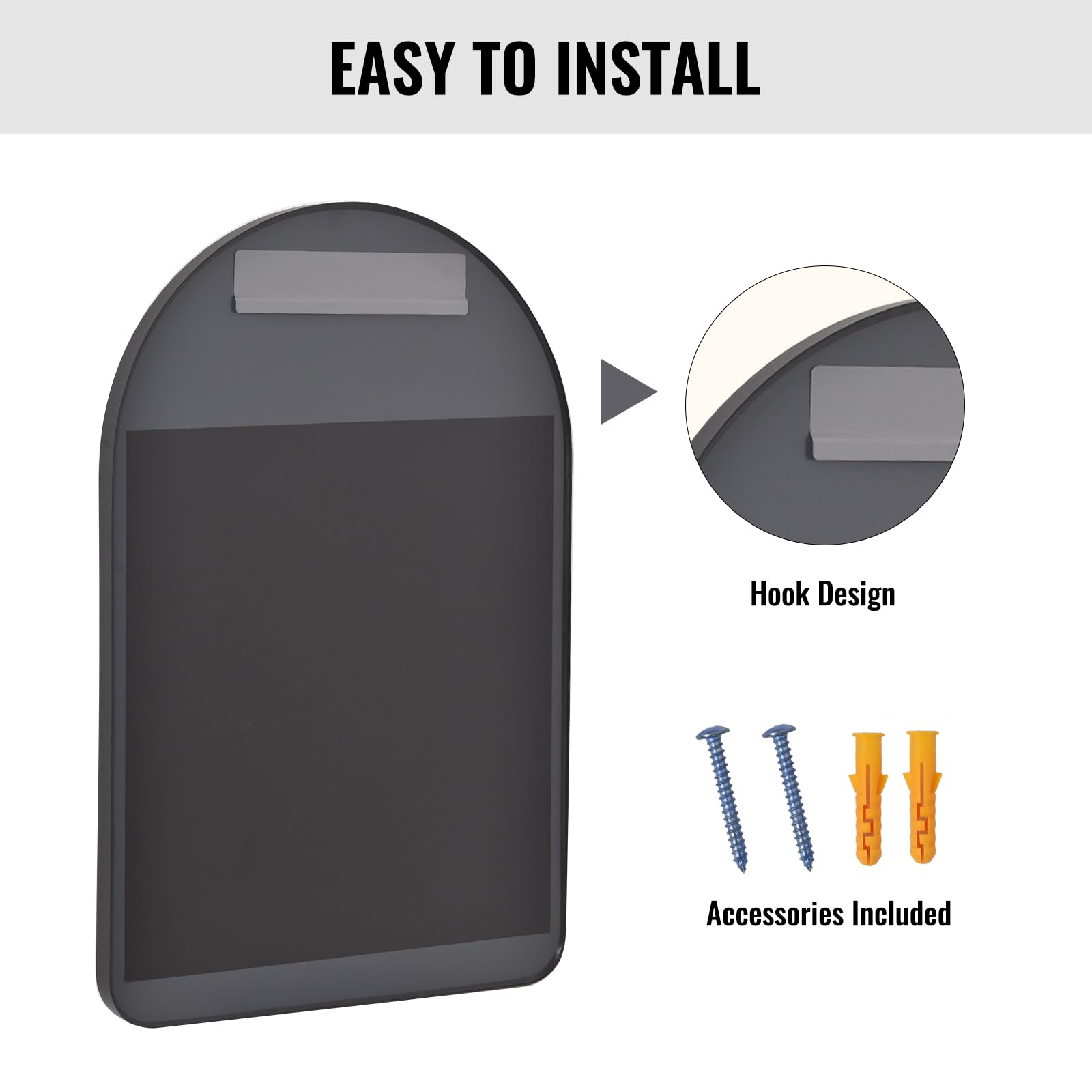 EASY TO INSTALL

Hook Design

Accessories Included