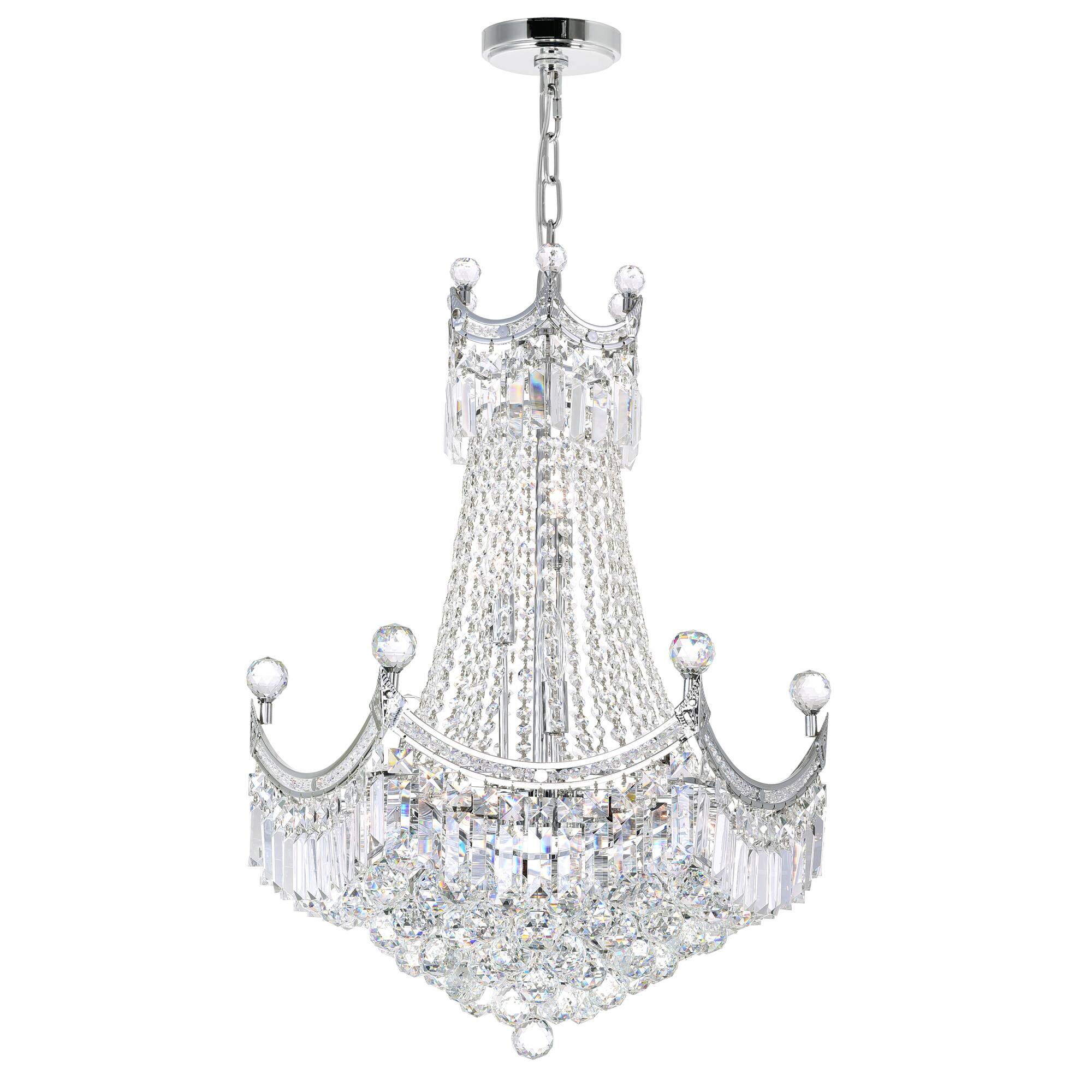 Front. CWI Lighting - Amanda 11 Light Down Chandelier With Chrome Finish - Chrome.