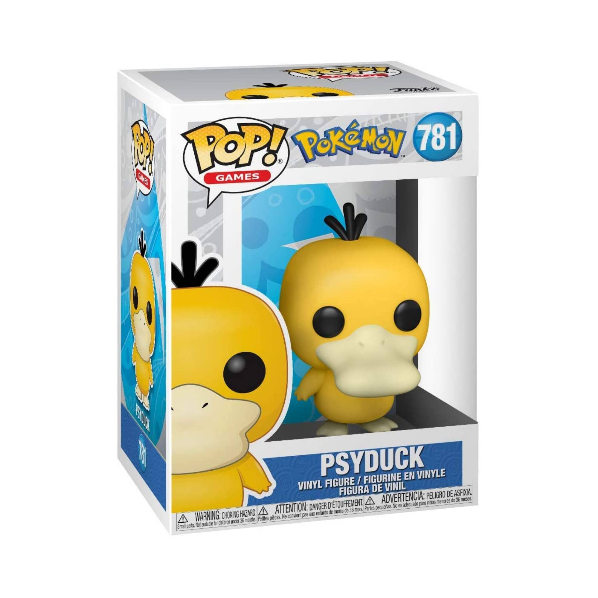 POP! POKeMON 781 G GAMES FUE PSYDUCK EN VINYLE FIGURE / FIGURINE VINYL FIGURA DE VINIL PELIGRO DE ASFOOA D'TOUFFEMENT A ADVERTENCIA adicande pers ares -etor a  s DANGER -0 . ATTENTION: E 1 - Pates pequeian HADAROD mias . m WARNING CHOKING cansien?  - A prs te - a mas Pelles M Sthe a cide - pts