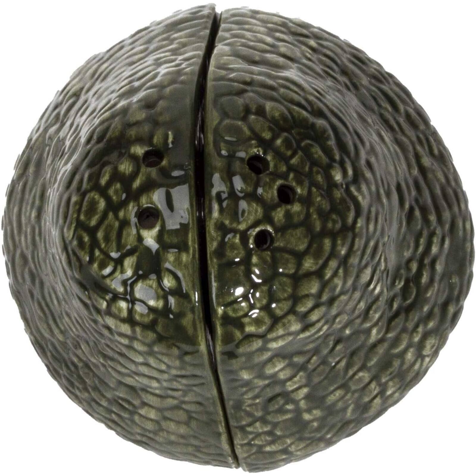 Left. Pacific Trading - Avocado Ceramic Magnetic Salt and Pepper Shakers Set - Green.