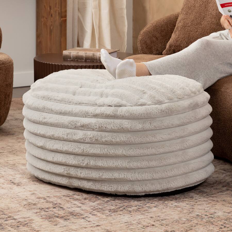 Jaxx Paran Accent Pouf Fluffy Faux Fur Ottoman for Modern Interior ...