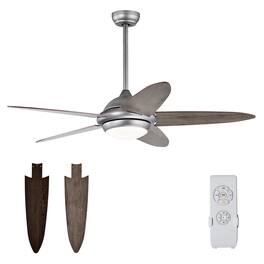 Costway - 52'' Ceiling Fan with LED Lights & Remote Control 1/2/4/8H Timer & 3 Fan Speeds - Silver