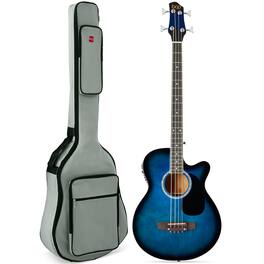 Best Choice Products - Acoustic Electric Bass Guitar w/ Equalizer, Truss Rod, Padded Gig Bag - Blue