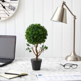 BreeBe - 15" Boxwood Topiary Tree UV Resistant (Indoor/Outdoor) - Green
