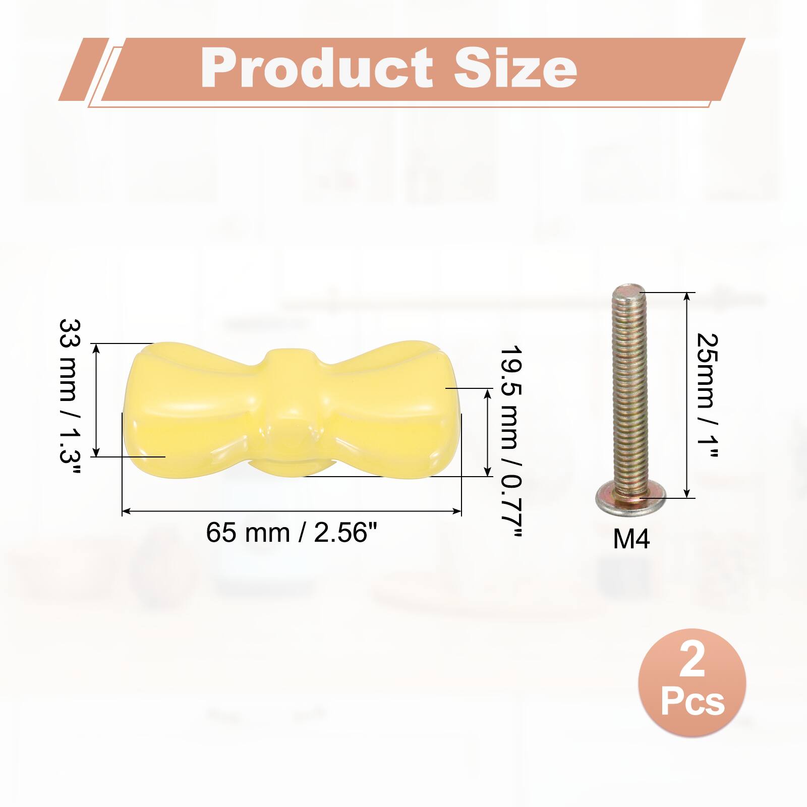 Product Size

- 33 mm / 1.3"
- 65 mm / 2.56"
- 19.5 mm / 0.77"
- 25 mm / 1"
- M4

2 Pcs
