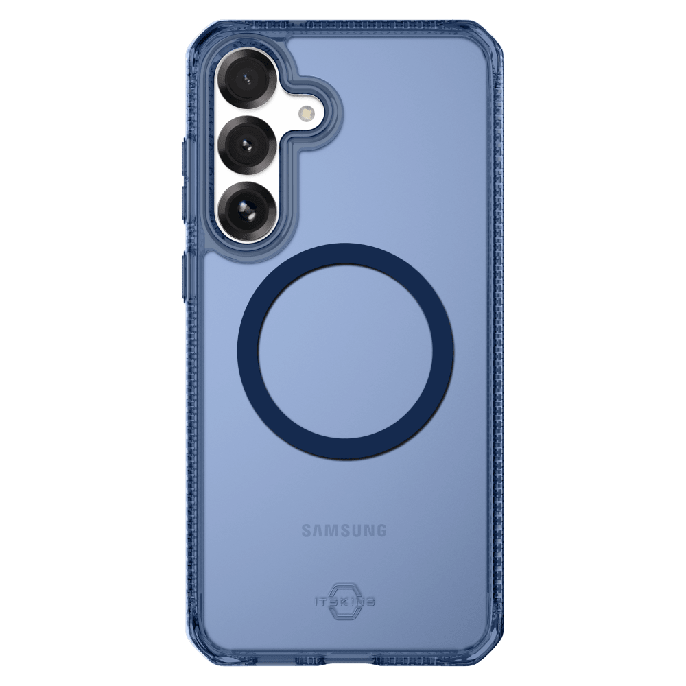 Front. Itskins - HYBRID R // VAPOR MagSafe Case for Samsung Galaxy S25 FE - Navy.