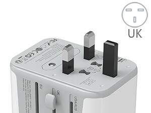 Back. TESSAN - 28W Universal Travel Adapter with 3 USB-C Fast Charging & 2 USB-A (Grey white) - Grey white.