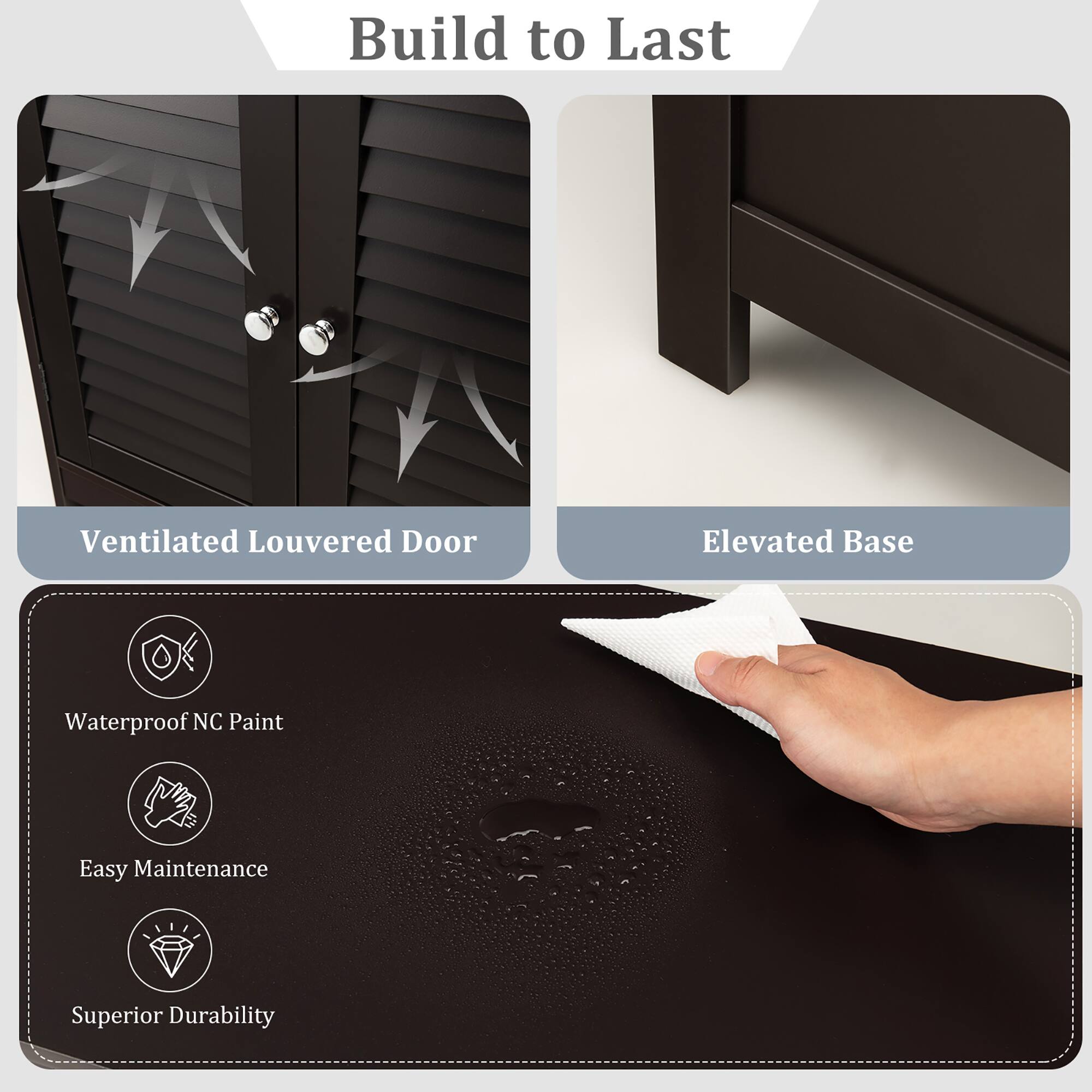 Build to Last

Ventilated Louvered Door
Elevated Base

Waterproof NC Paint
Easy Maintenance
Superior Durability