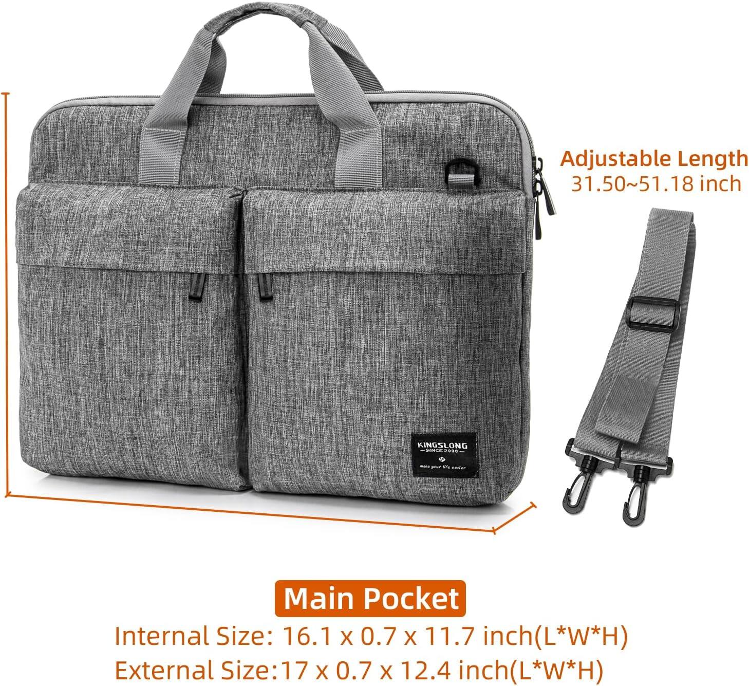 Adjustable Length: 31.50~51.18 inch

Main Pocket
Internal Size: 16.1 x 0.7 x 11.7 inch (L*W*H)
External Size: 17 x 0.7 x 12.4 inch (L*W*H)