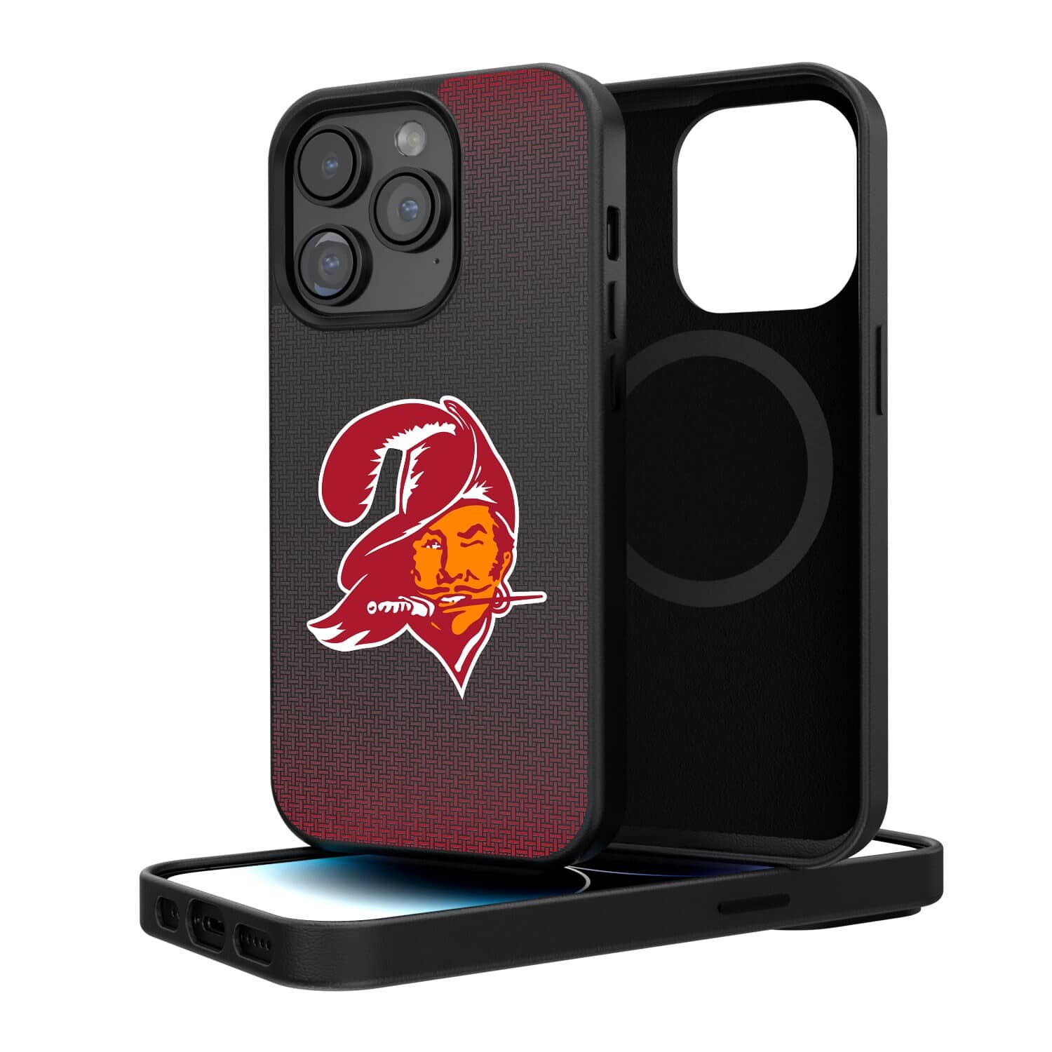 Keyscaper - NFL - Tampa Bay Buccaneers Linen Logo iPhone Magnetic Bump Case - 15 Pro - Black