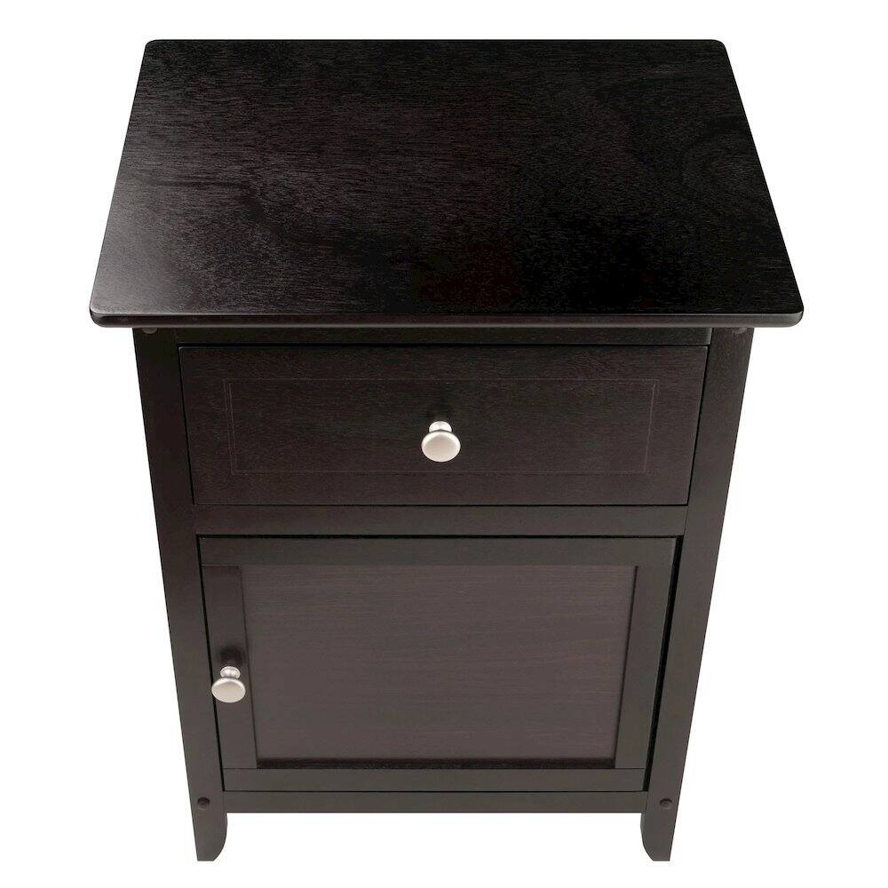 Back. FurniFact - Farmhouse End Table With Storage Espresso Finish, Wooden Side Table And Drawer - Espresso.