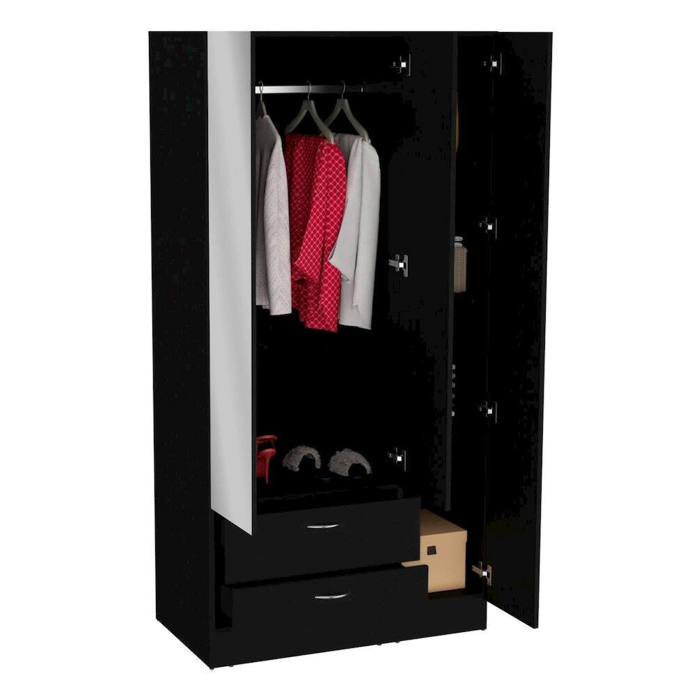 Alt View 1. TuHome - Riverside Armoire Black MDF - White.