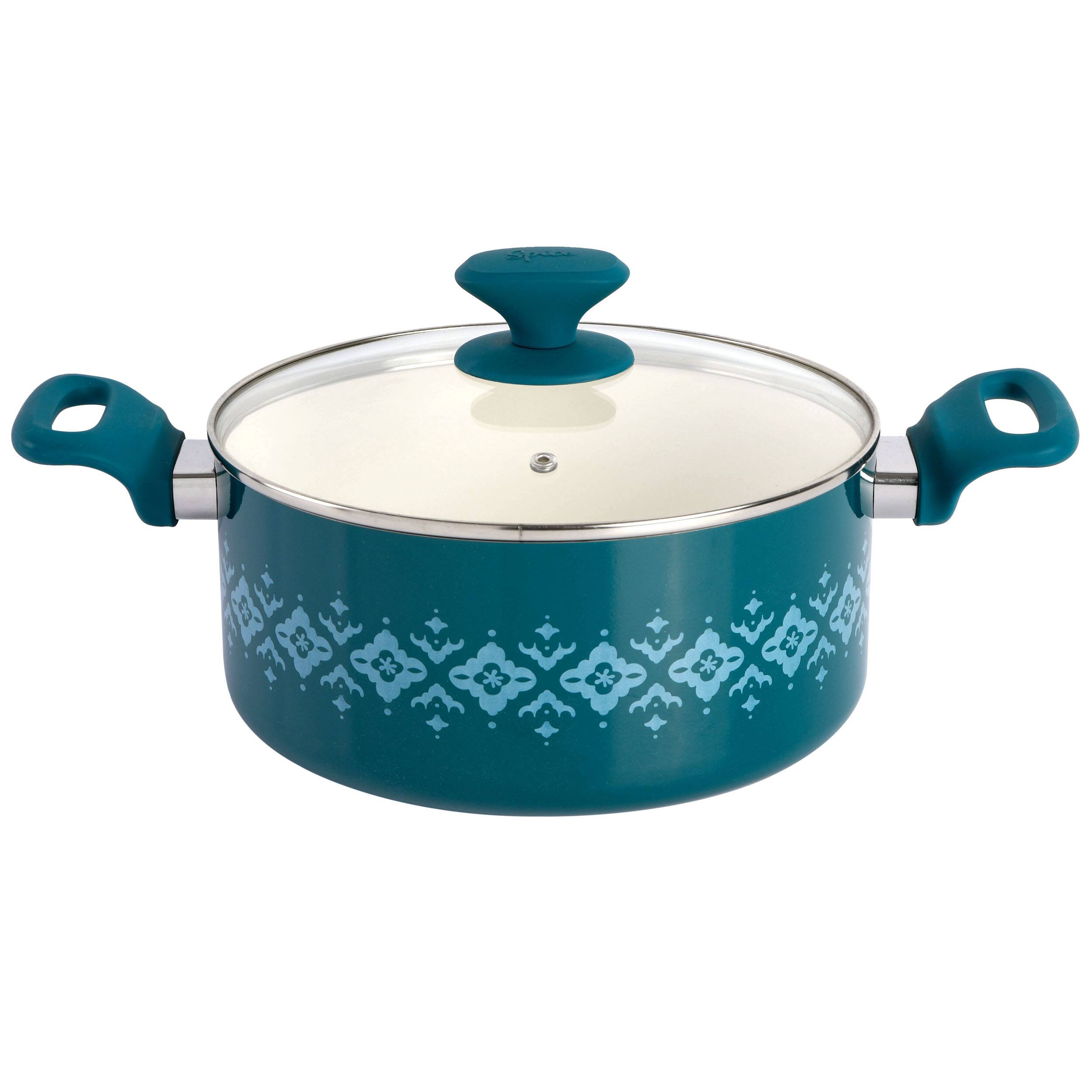 Alt View 1. Spice By Tia Mowry - Spice By Tia Mowry 10 Piece Ceramic Nonstick Aluminum Cookware Set in Teal - Teal.