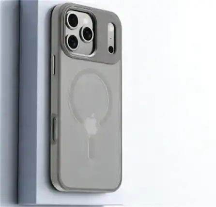 Front. SKRAN - Elegant Magnetic Rotating Bracket Case for iPhone 17 Pro Max - 360° Magnetic Stand Phone Cover,Anti-Fall Protective Case - Grey.