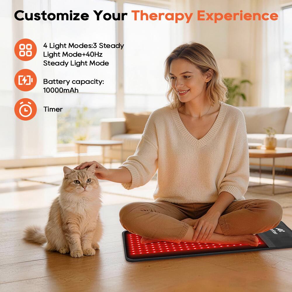 Customize Your Therapy Experience

4 Light Modes: 3 Steady Light Mode + 40Hz Steady Light Mode

Battery capacity: 10000mAh

Timer