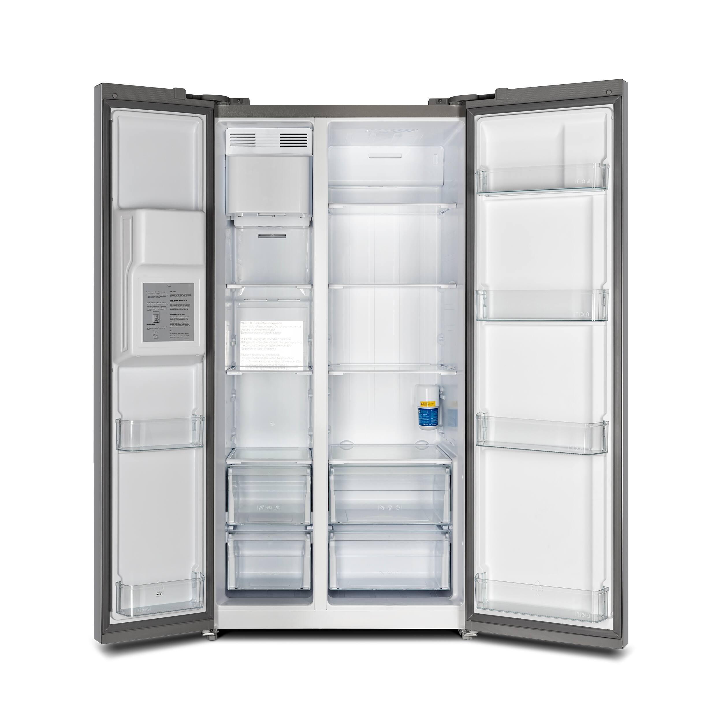 Alt View 6. Forno Appliances - 36 in. Wide Salerno 20 Cu. Ft. Side-by-Side Refrigerator with Extendable Decorative Trim Grill - Stainless Steel.