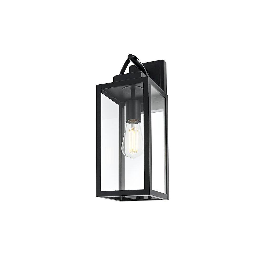 Left. Elegant Lighting - Hilton 7 inch Outdoor Pendant in Black - Black.
