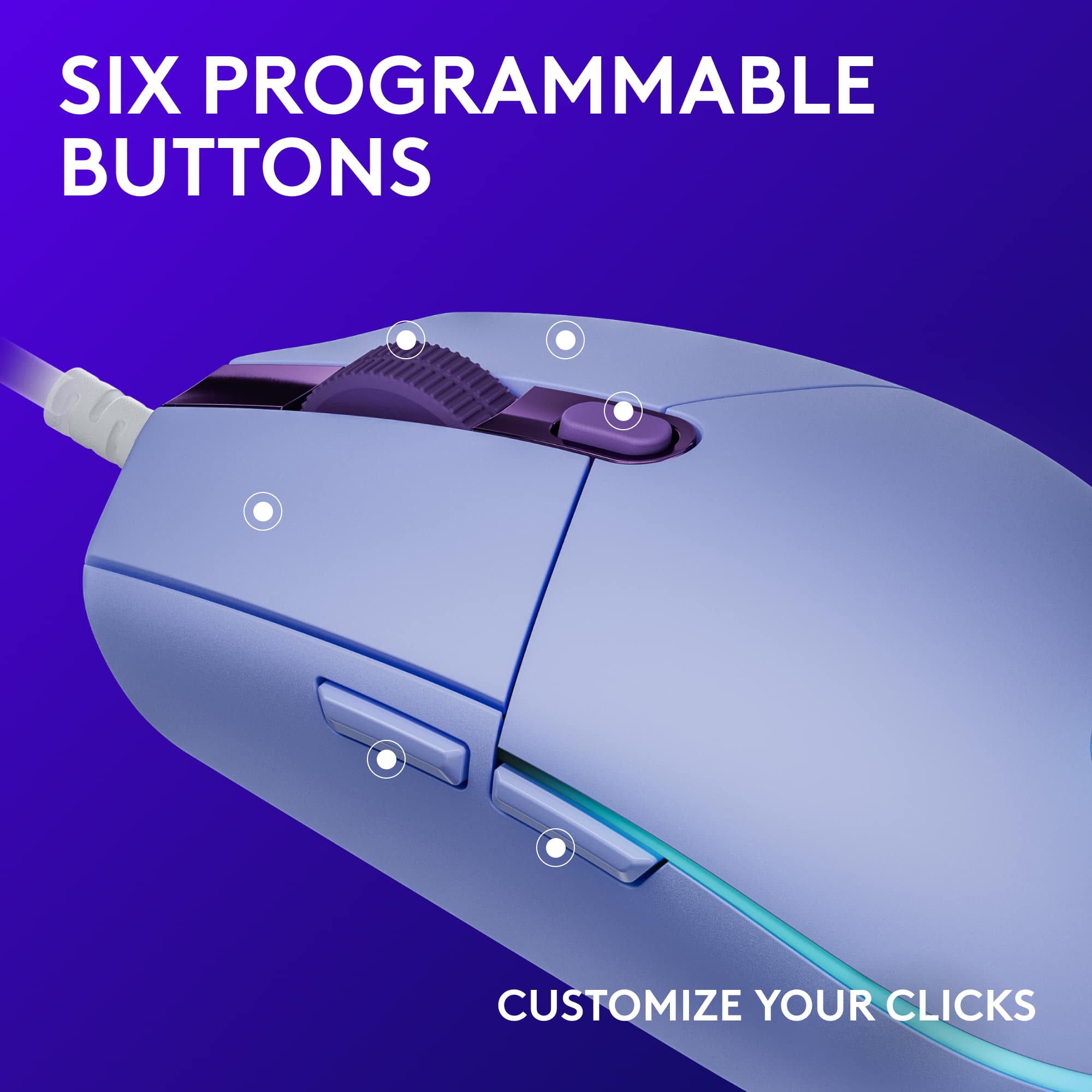 SIX PROGRAMMABLE BUTTONS CUSTOMIZE YOUR CLICKS