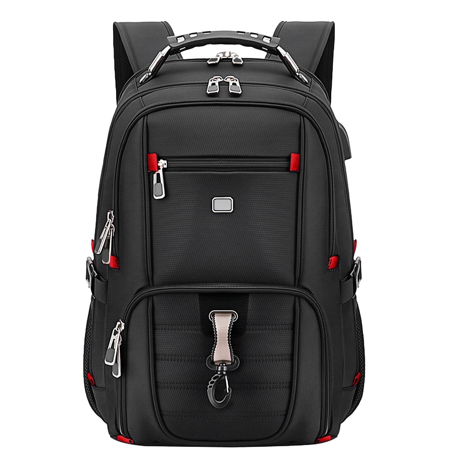 Alt View 1. HONGGE - Waterproof Laptop Backpack with USB Port for Travel and Work - Black.
