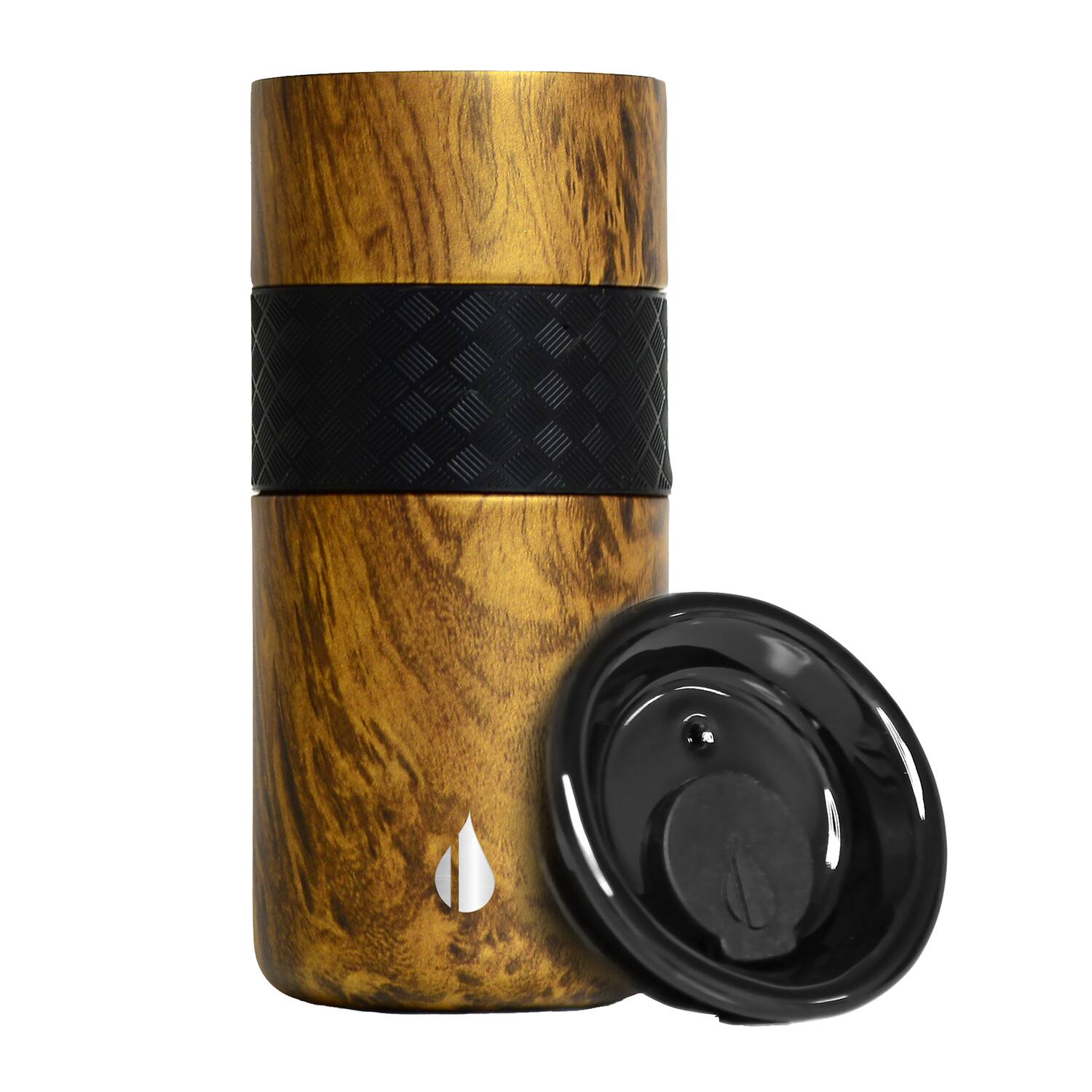 Left. Elemental - Artisan Series Stainless Steel 16-Oz Insulated Tumbler - Teakwood.