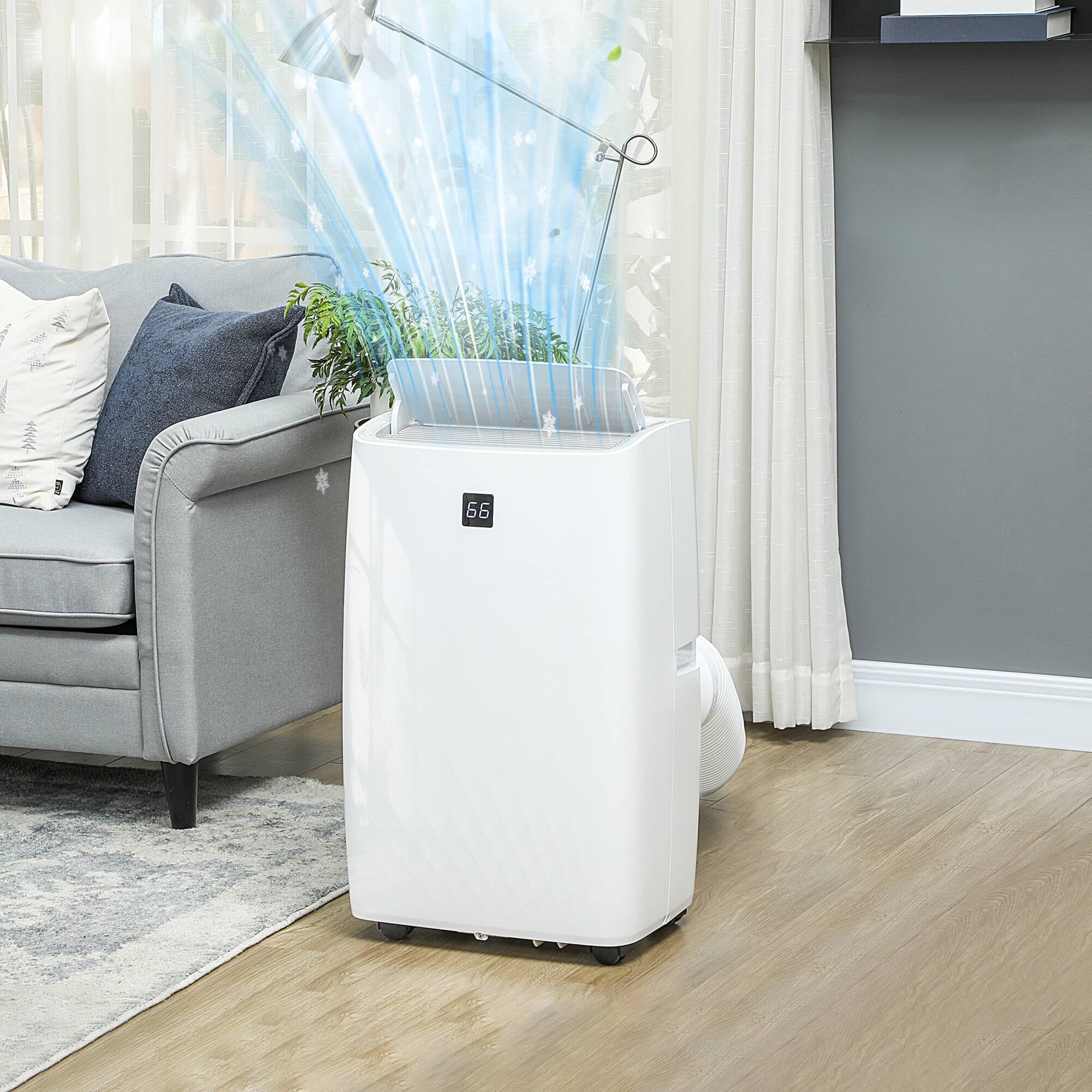 Alt View 8. Homcom - BTU Portable Air Conditioner, AC Unit with Cool, Dehumidifier, Fan, 549 Sq. ft, 24H Timer On Off - White.