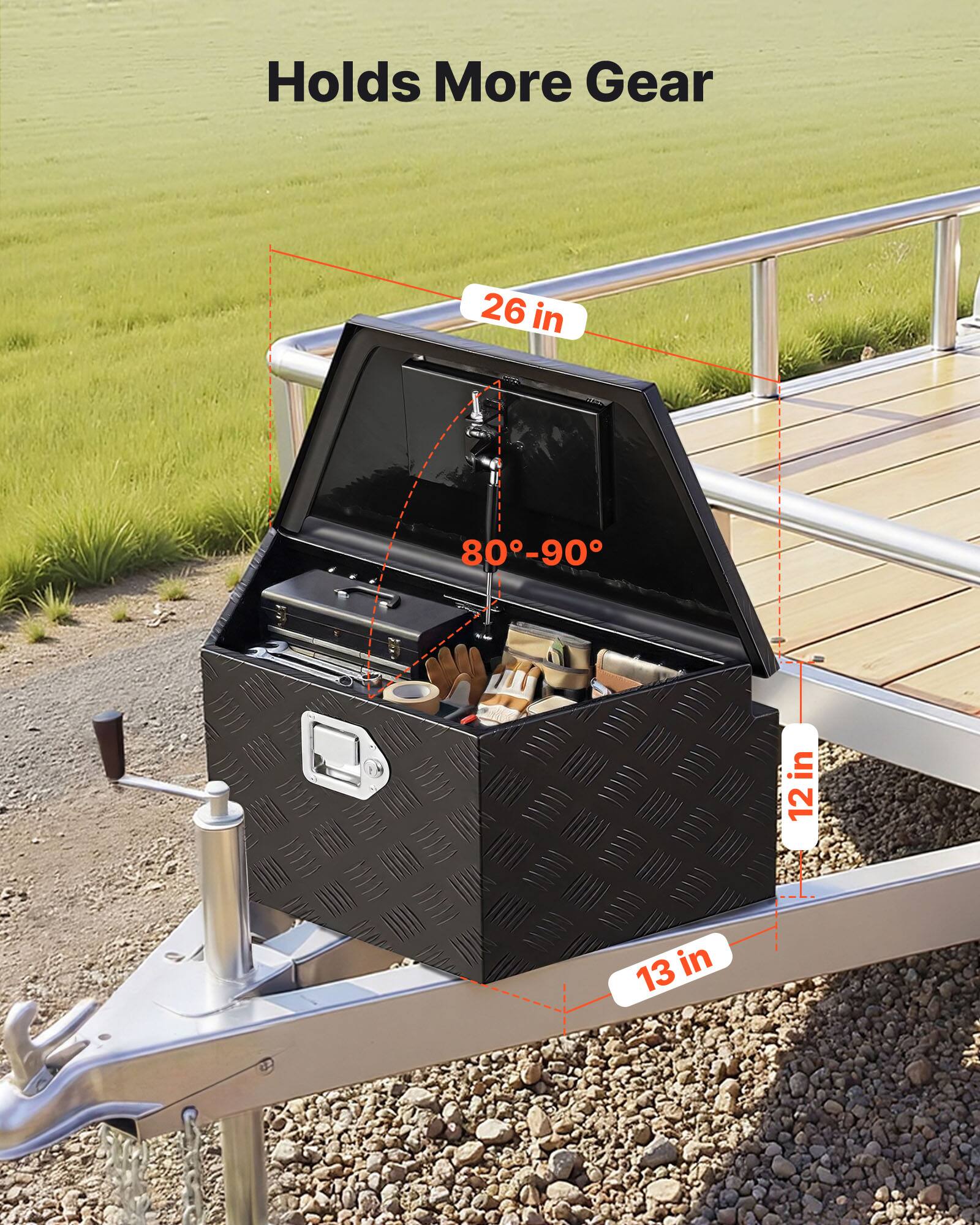 Holds More Gear

26 in  
80-90°  
12 in  
13 in