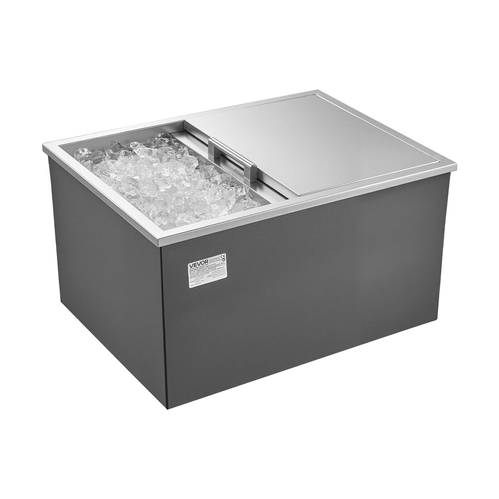 Alt View 5. VEVOR - Drop in Ice Chest, 24"L x 18"W x 13"H Stainless Steel Drop in Cooler, 57.8 Quart Commercial Ice Bin - Silver.