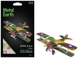 Model Kit SPAD S.XIII Fighter Aircraft "World War I" French Air Force (Moderate Difficulty) Steel Model by Metal Earth - Multi