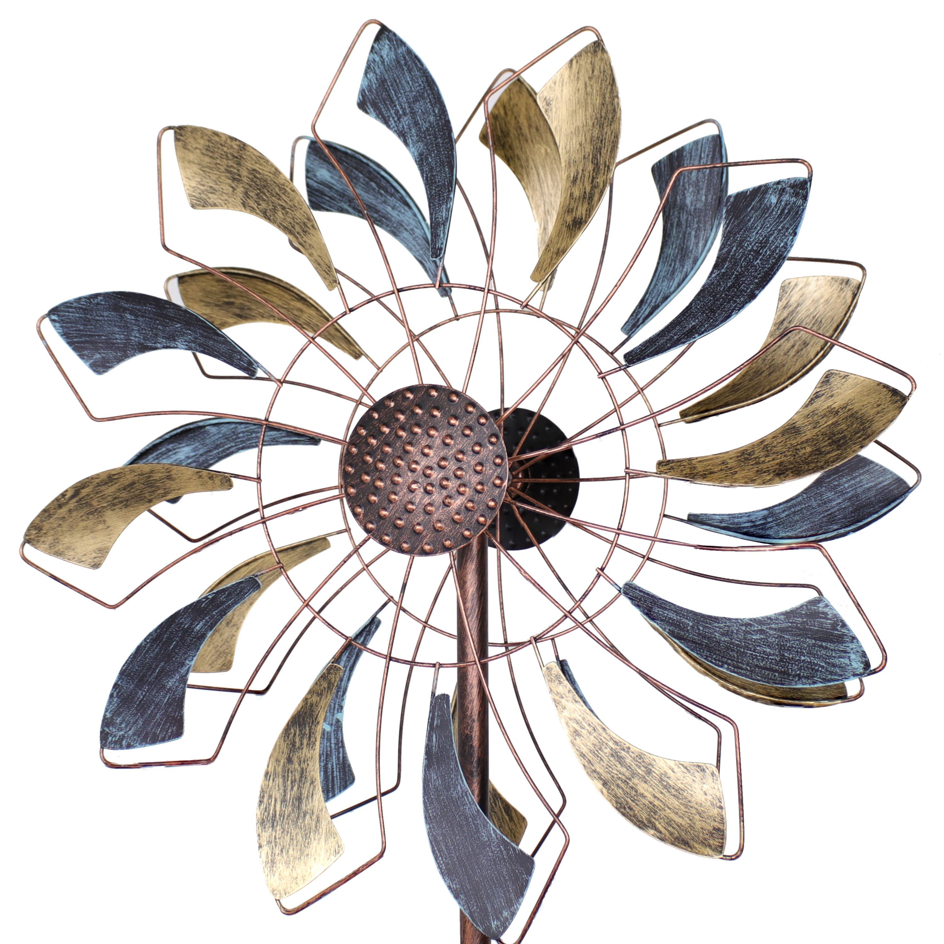 Alt View 4. Sunnydaze - Metallic Pinwheel Powder-Coated Iron Wind Spinner - 84.5" H - Metallic.