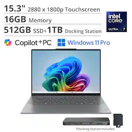 Lenovo - Yoga Slim 7i Aura Edition - Copilot+PC - 15.3" 3K 120Hz Touchscreen Laptop - Intel Core Ultra 7 256V - 16GB - 512GB - Luna Gray