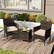 Alt View 3. Costway - 3 PCS Outdoor Conversation Set with Cushioned Seat & Tempered Glass Tabletop - Beige,Mix Brown.