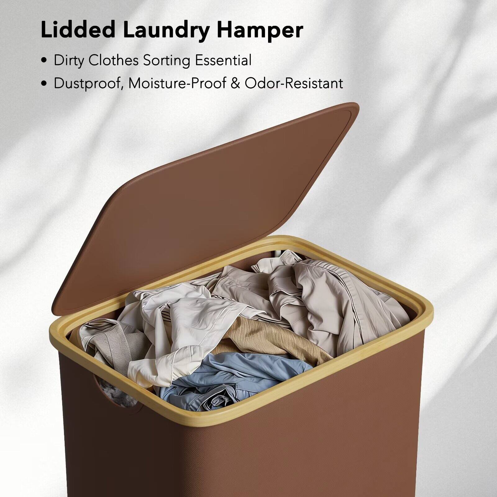 Lidded Laundry Hamper  
- Dirty Clothes Sorting Essential  
- Dustproof, Moisture-Proof & Odor-Resistant