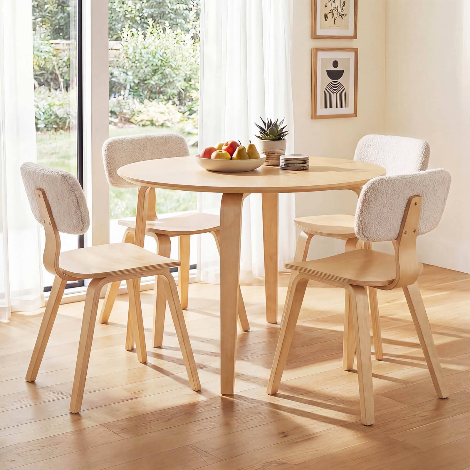 Alt View 4. Costway - Costway 3 PCS Dining Table Set with 2 Padded Dining Chairs, Circle Dinner Dinette Table - Beige & Natural.