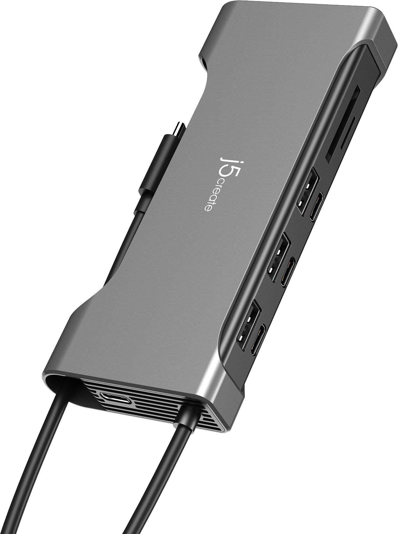 Angle. j5create - USB-C  12-in-1 Dual 4K60 HDMI Hub - Space Gray.