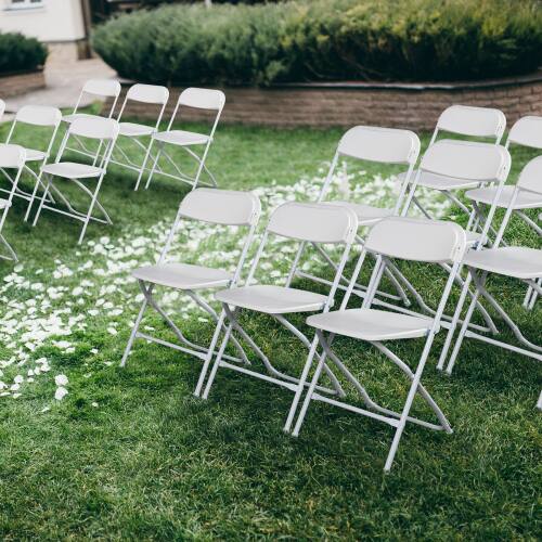 Alt View 7. Winado - 4PCS Portable Plastic Folding Chairs, Stackable Seat with Steel Frame for Indoor Outdoor Wedding Party Picnic Dining - White.