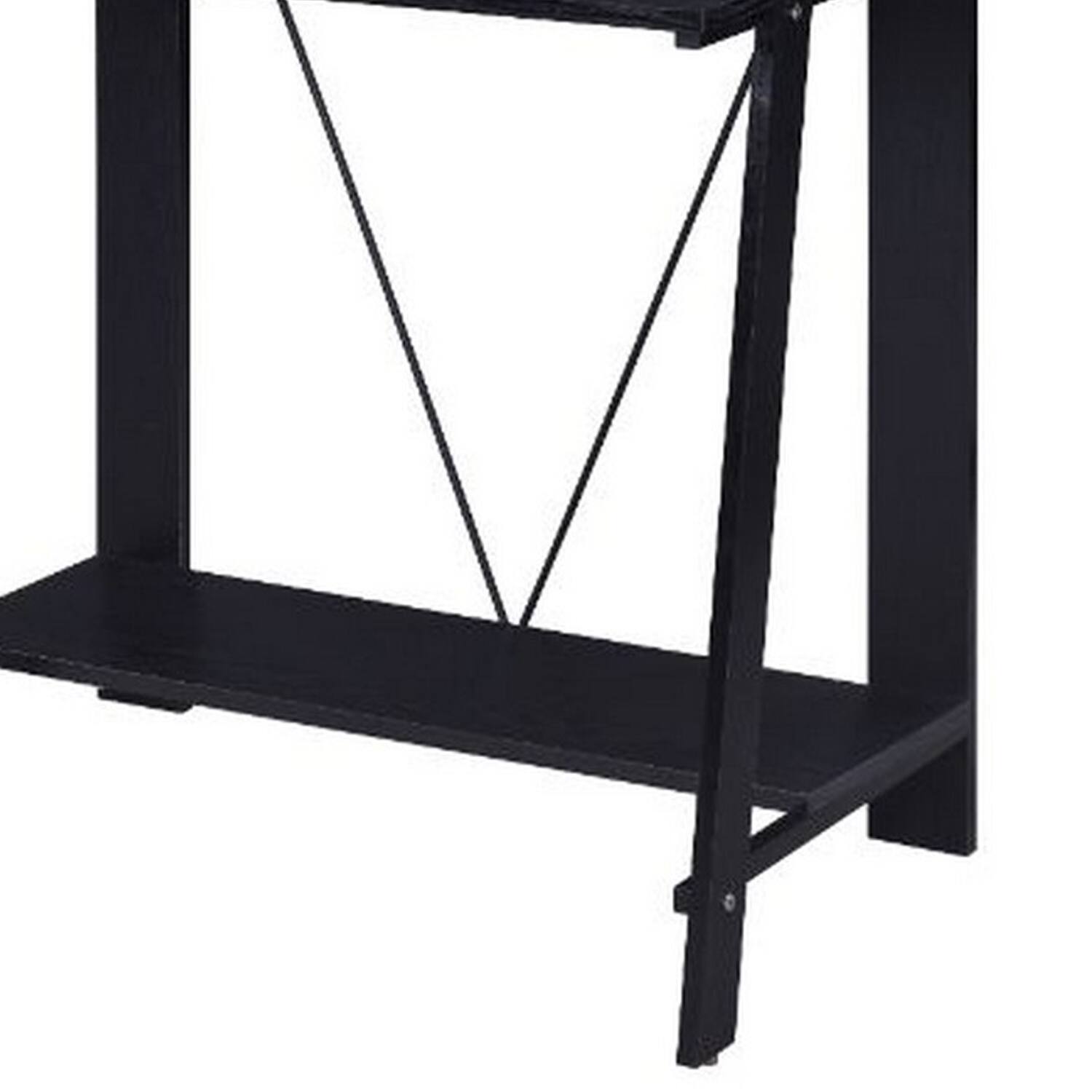Back. Manhattan Lane - Writing Desk with V Shaped Frame, Black - Black.