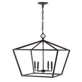 Jonathan Y - Gatsby 23" 4-Light Adjustable Iron Rustic Glam LED Pendant, Oil Rubbed Bronze - Oil-Rubbed Bronze