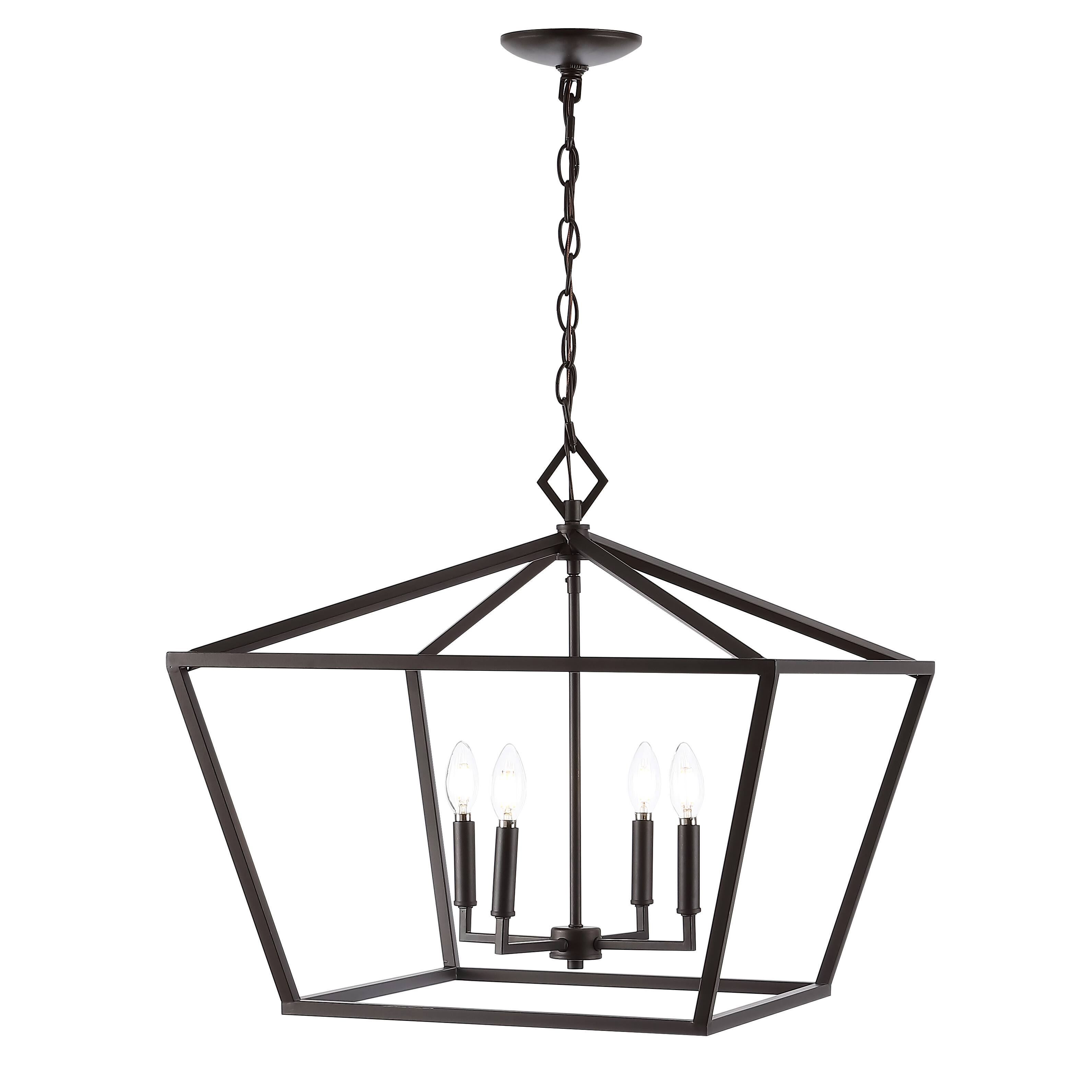Front. Jonathan Y - Gatsby 23" 4-Light Adjustable Iron Rustic Glam LED Pendant, Oil Rubbed Bronze - Oil Rubbed Bronze.