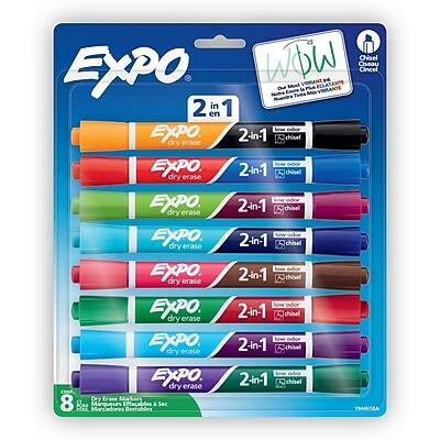 Expo - 2-in-1 Tank Dry Erase Markers, Chisel Tip, 8/Pack (1944658) - Assorted Colors