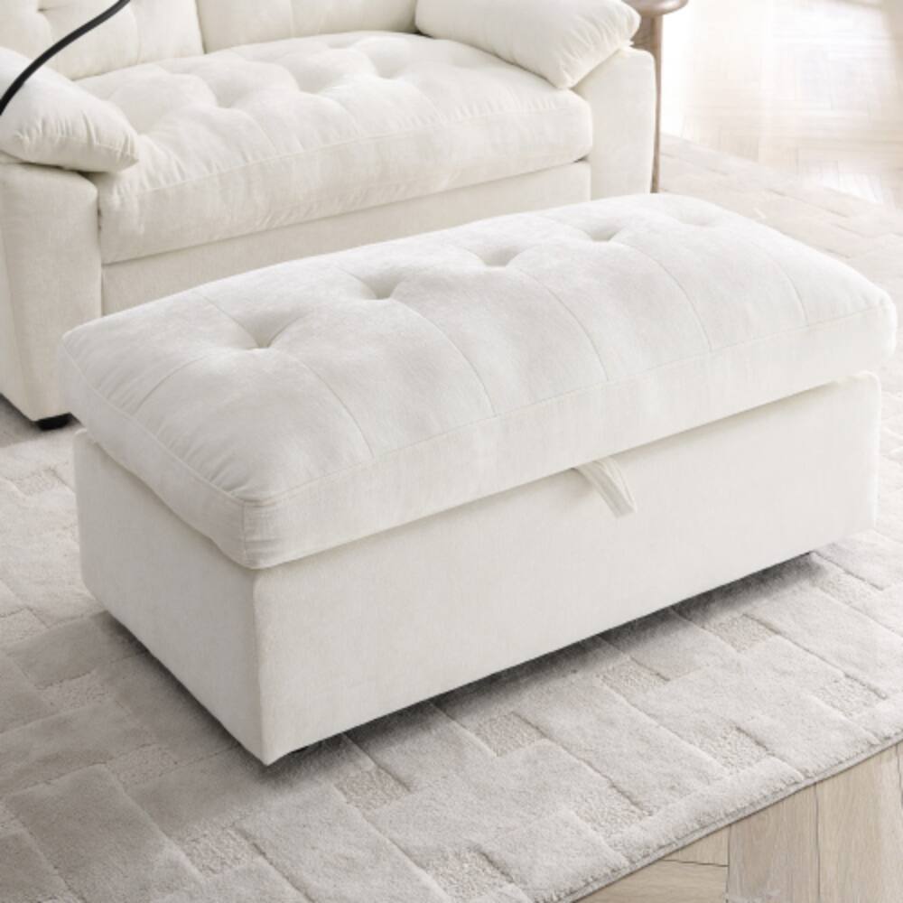Left. LUCKY ONE - Double Sofa Recliner w/ Manual Adjustable Backrest USB Port Phone Stand Storage Ottoman - Beige.