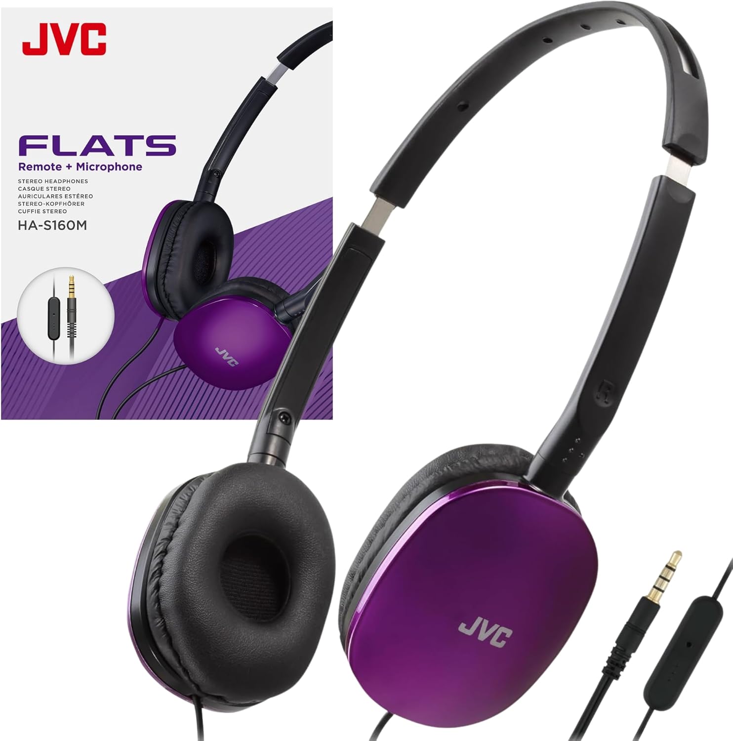 JVC FLATS Remote + Microphone STEREO HEADPHONES  
CASQUE STEREO  
CABEZA ESTEREO  
CUFFIE STEREO  
HA-S160M