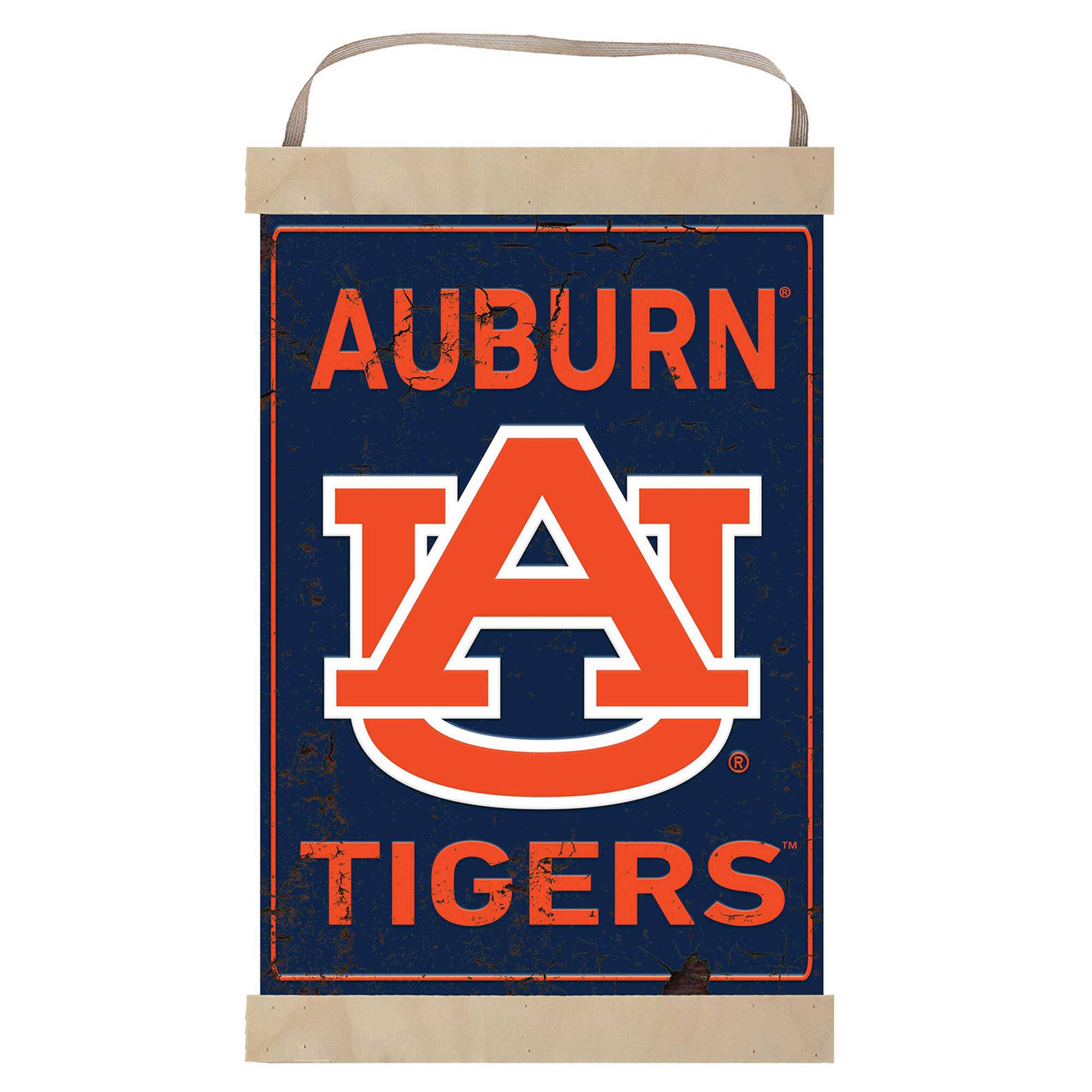 Auburn Tigers Faux Rust Banner Sign