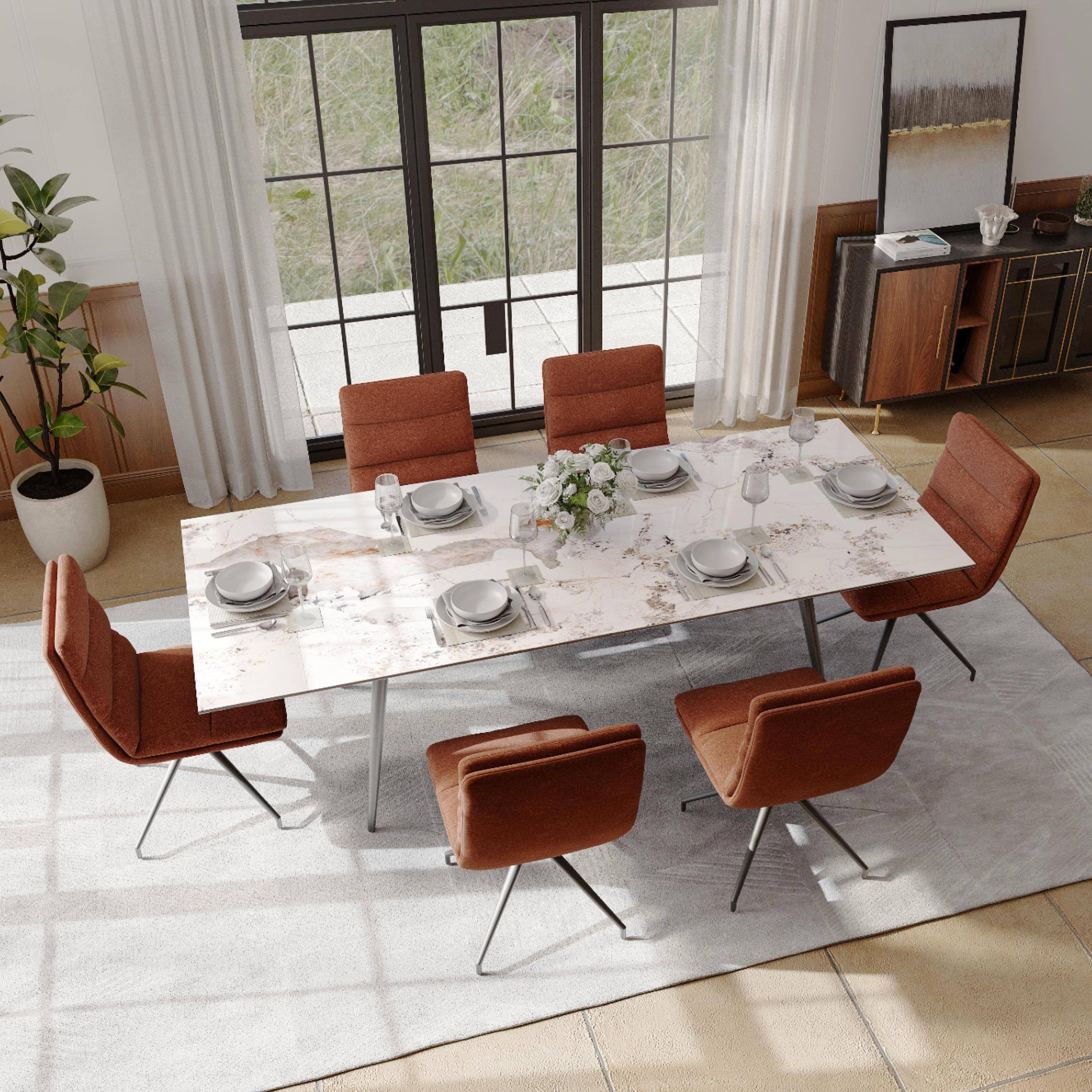 Angle. POVISON - Modern Swivel Upholstered Dining Chairs Set of 2, Linen Side Chairs, Brown & Black, Home Office Task Desk Chairs - Black & Brown.